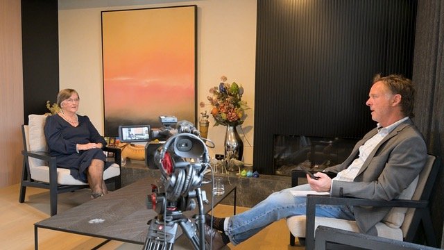 Paul Daffey interviewing Kathleen for her life-story film